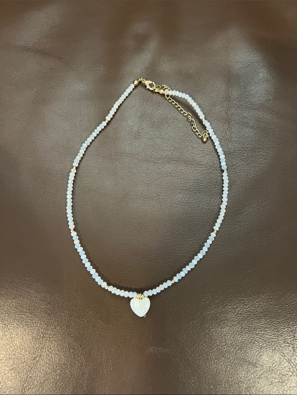 Gold & White Beaded Heart Necklace - Women Jewelry